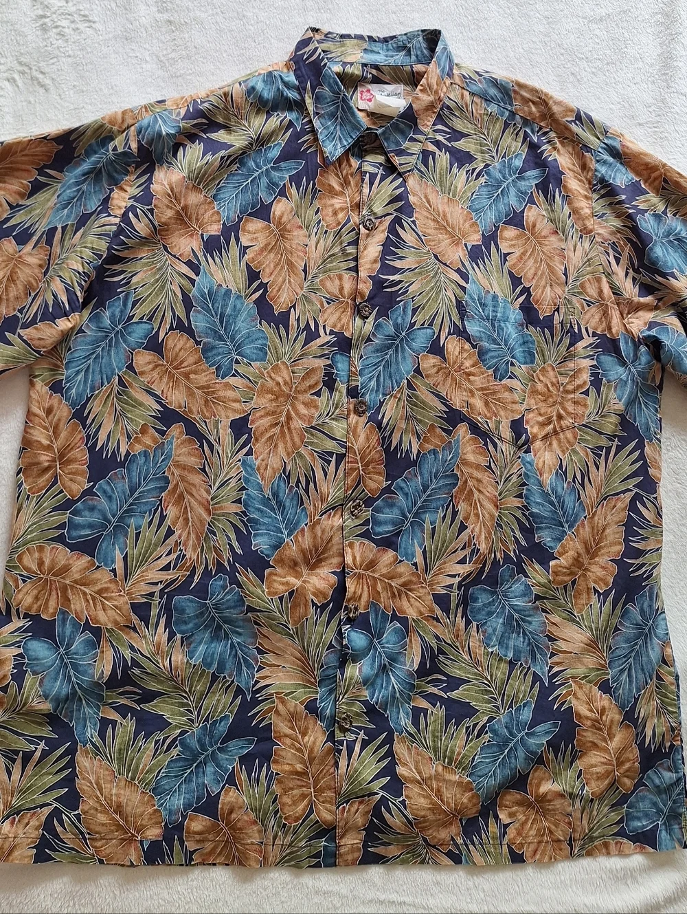 Vintage Hilo Hattie 2XL Hawaiian Aloha Shirt Made in Hawaii Blue Floral - Picture 3 of 9